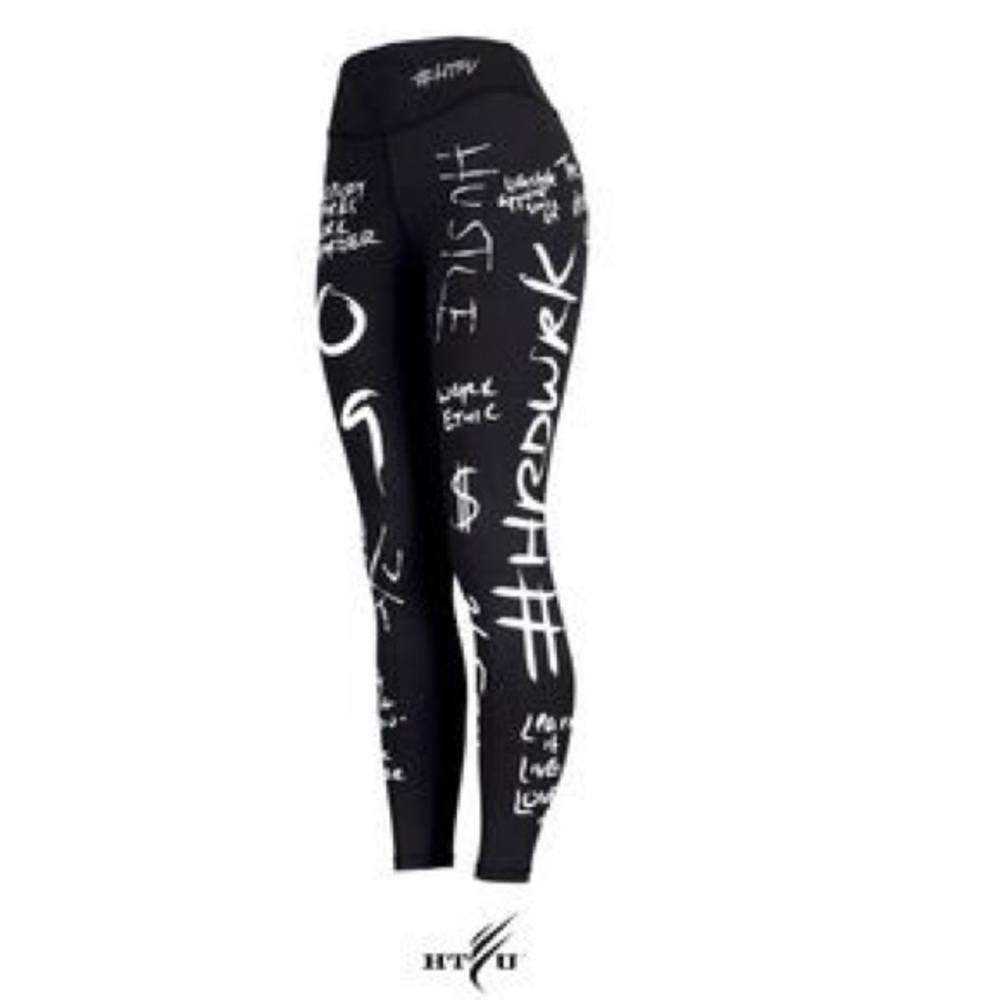 HTFU Analog Graffiti Workout high-waist Black Motivational Gym CrossFit Leggings